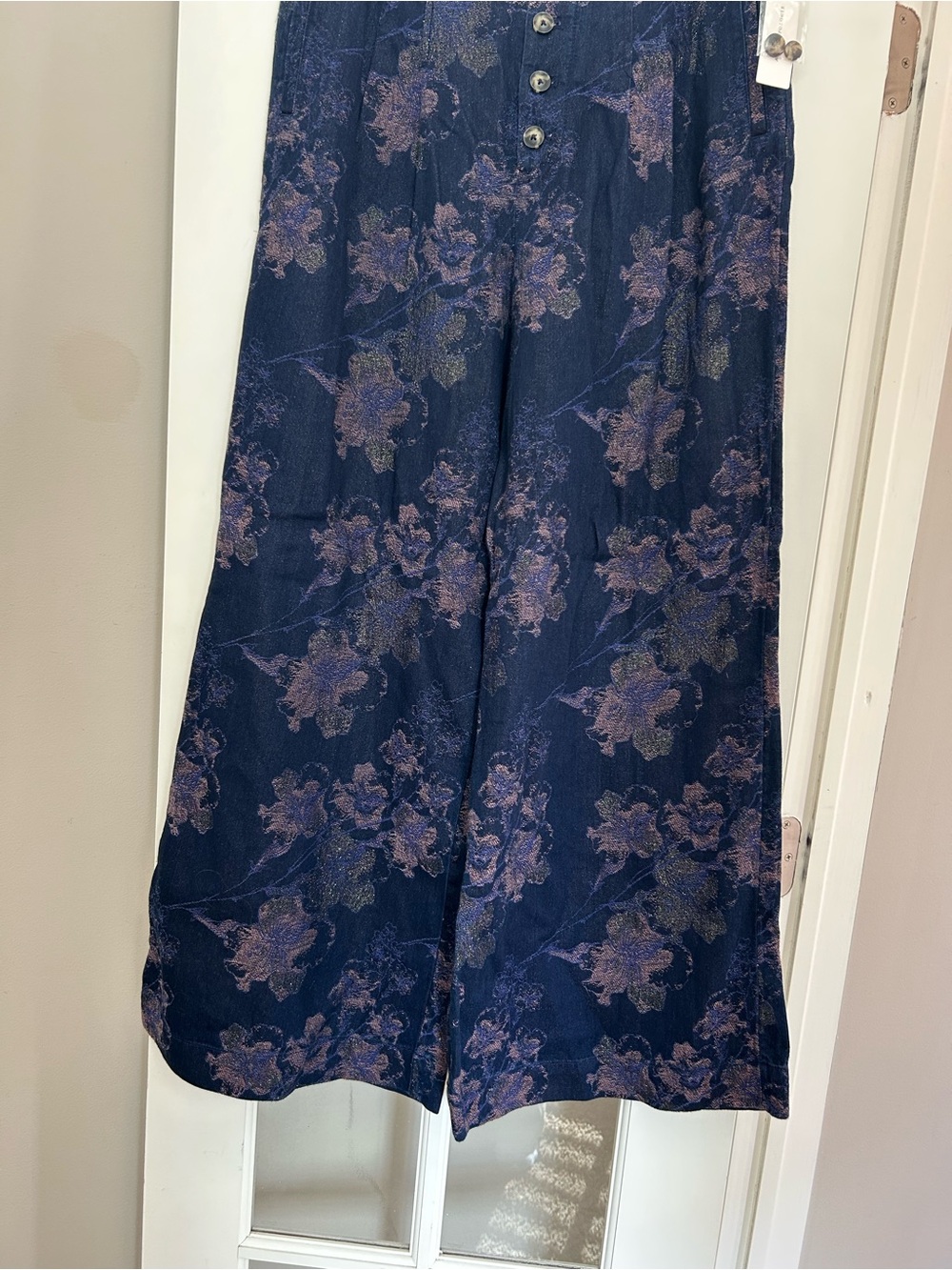 NWT Anthropologie Pilcro Ultra High Rise Wide Leg Jean Pants Shimmer Floral 30 - Picture 6 of 16